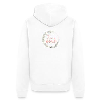 Kranz Team Braut personalisierbar - Unisex Premium Bio Zip Hoodie - Weiß - Hinten - Thijin (182cm)