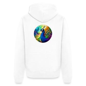 Peacock - Unisex Premium Organic Zip Hoodie - white - Back - Thijin (182cm)