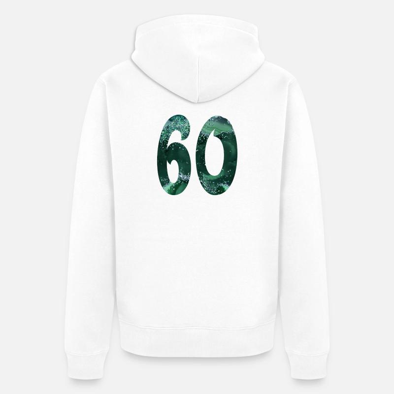 Numéro 60 - 60e anniversaire - Veste à capuche bio Premium Unisexe - blanc