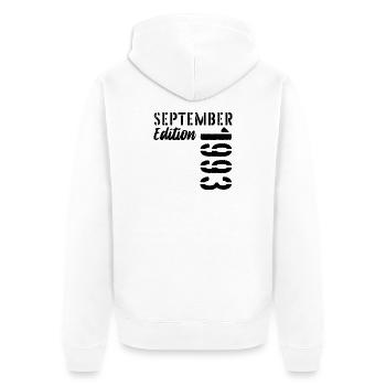 33. Geburtstag September 1993 - 33 Jahre alt - Unisex Premium Bio Zip Hoodie - Weiß - Hinten - Thijin (182cm)