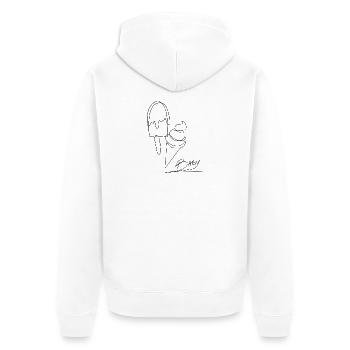 "IceIce Baby" Sommer Lineart Eis / Ice Cream - Unisex Premium Bio Zip Hoodie - Weiß - Hinten - Thijin (182cm)