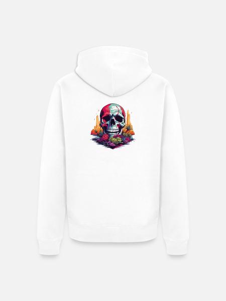 Bunter Totenkopf im Wüstenparadies - Unisex Premium Bio Zip Hoodie - Weiß