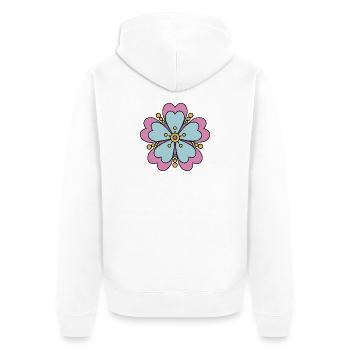 Cute Funky Hippie Boho Flower - Unisex Premium Organic Zip Hoodie - white - Back - Thijin (182cm)