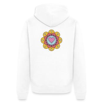 Cute Funky Hippie Boho Flower - Unisex Premium Organic Zip Hoodie - white - Back - Thijin (182cm)