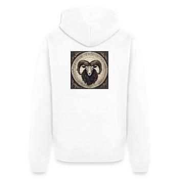 Zodiac Aries - Unisex Premium Bio Zip Hoodie - Weiß - Hinten - Thijin (182cm)