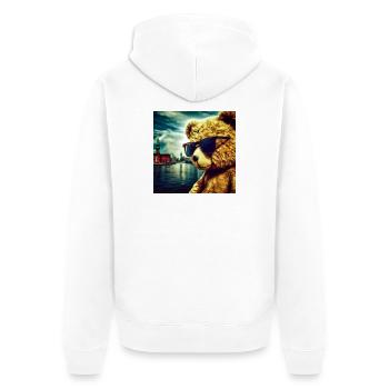 Teddy on Tour - Unisex Premium Bio Zip Hoodie - Weiß - Hinten - Thijin (182cm)