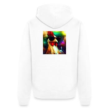 Fancy Chicken III - Unisex Premium Bio Zip Hoodie - Weiß - Hinten - Thijin (182cm)