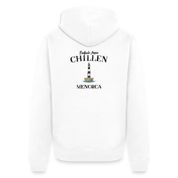 Menorca, Meer Chillen, Leuchtturm Cap d‘Artrutx - Unisex Premium Bio Zip Hoodie - Weiß - Hinten - Thijin (182cm)