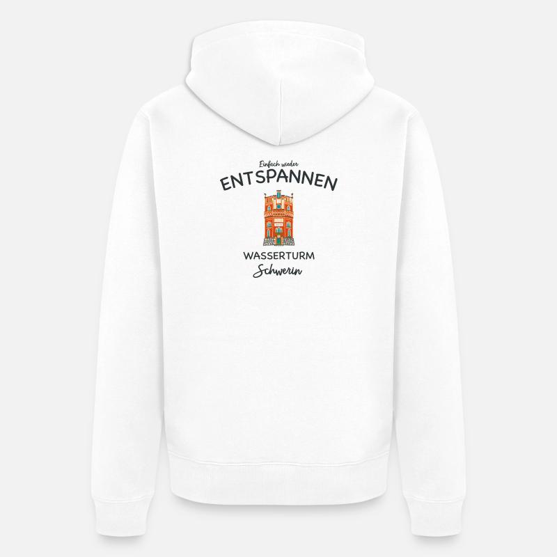 Schwerin, Wasserturm Weinberg, einfach Entspannen - Unisex Premium Bio Zip Hoodie - Weiß