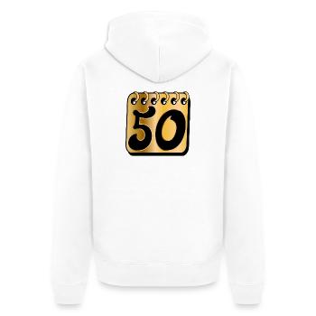 50 Jahre alt - FÜNFZIGSTER - 50. GEBURTSTAG - Unisex Premium Bio Zip Hoodie - Weiß - Hinten - Thijin (182cm)