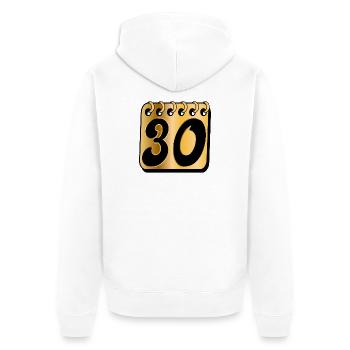 Dreißig - 30. Geburtstag  - Unisex Premium Bio Zip Hoodie - Weiß - Hinten - Thijin (182cm)