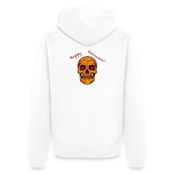 Gruseliger Halloween-Totenkopf - Unisex Premium Bio Zip Hoodie - Weiß - Hinten - Thijin (182cm)