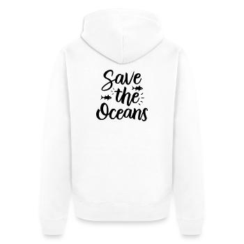 Save the Oceans - Protect Our Seas - Unisex Premium Organic Zip Hoodie - white - Back - Thijin (182cm)