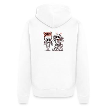 Chaotische Mumien - Unisex Premium Bio Zip Hoodie - Weiß - Hinten - Thijin (182cm)