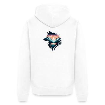 Wolf Form - Unisex Premium Organic Zip Hoodie - white - Back - Thijin (182cm)