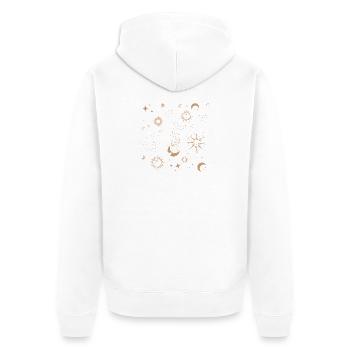 Stellar Golden Sun and Moon - Unisex Premium Organic Zip Hoodie - white - Back - Thijin (182cm)