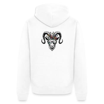 Steinbock Berge Wandern Sonnenbrille Sternzeichen - Unisex Premium Bio Zip Hoodie - Weiß - Hinten - Thijin (182cm)