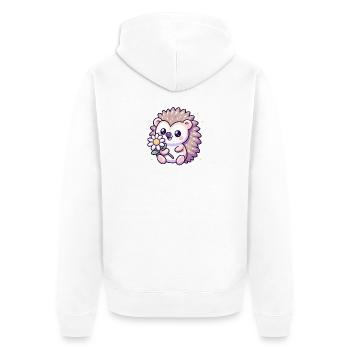 Hedgehog Cindy - Unisex Premium Organic Zip Hoodie - white - Back - Thijin (182cm)