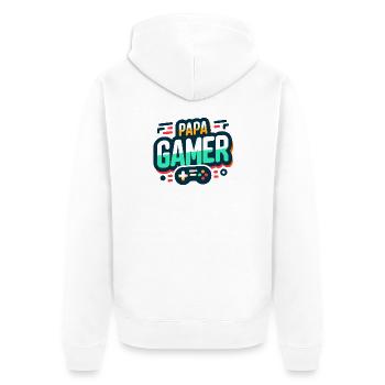 Papa Gamer - Passion Jeux Vidéo - Veste à capuche bio Premium Unisexe - blanc - Dos - Thijin (182cm)