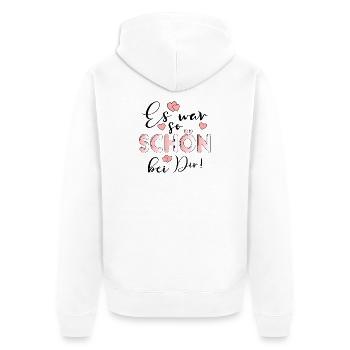 SO SCHÖN BEI DIR BESUCH - GAST GESCHENKE - Unisex Premium Bio Zip Hoodie - Weiß - Hinten - Thijin (182cm)