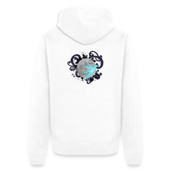 Nachtmond mit schnörkel und Märchenfigur, damen - Unisex Premium Bio Zip Hoodie - Weiß - Hinten - Thijin (182cm)