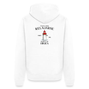 Ibiza Hafen, Zeit zum Entspannen, Zeichnung - Unisex Premium Bio Zip Hoodie - Weiß - Hinten - Thijin (182cm)