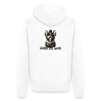 hurra die gams apres ski schifahren winter - Unisex Premium Bio Zip Hoodie - Weiß - Hinten - Thijin (182cm)