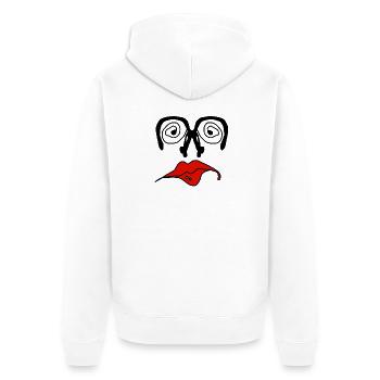 Rote Lippen Grafik auf Schwarz - Unisex Premium Bio Zip Hoodie - Weiß - Hinten - Thijin (182cm)
