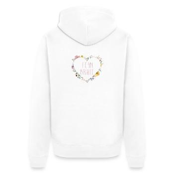 Team Braut! Herz-Blumen, personalisierbar - Unisex Premium Bio Zip Hoodie - Weiß - Hinten - Thijin (182cm)