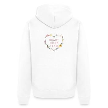 Team Braut-Trink-Team! Herz-Blumen - Unisex Premium Bio Zip Hoodie - Weiß - Hinten - Thijin (182cm)