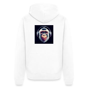 Singe avec des écouteurs - Veste à capuche bio Premium Unisexe - blanc - Dos - Thijin (182cm)