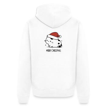 Christmas Cat - Winter Tenderness - Unisex Premium Organic Zip Hoodie - white - Back - Thijin (182cm)