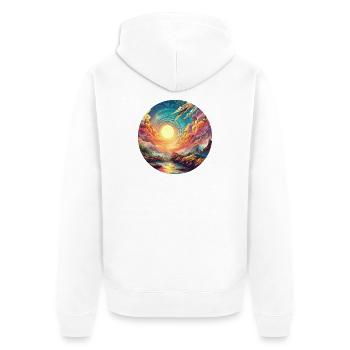 Paysage Coloré Coucher De Soleil Rêve Bande Dessinée - Veste à capuche bio Premium Unisexe - blanc - Dos - Thijin (182cm)