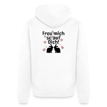 Freu mich so auf Dich Liebe - Hasen Paare - Unisex Premium Bio Zip Hoodie - Weiß - Hinten - Thijin (182cm)