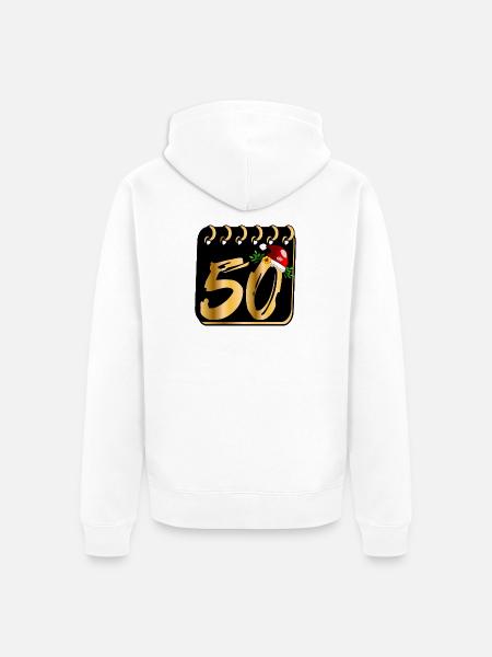 December 50th Birthday Christmas - Unisex Premium Organic Zip Hoodie - white