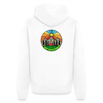 Zelten Statement Camping Berge Campingplatz Natur - Unisex Premium Bio Zip Hoodie - Weiß - Hinten - Thijin (182cm)