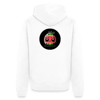 Wassermelone mit großen Augen im Comic Stil - Unisex Premium Bio Zip Hoodie - Weiß - Hinten - Thijin (182cm)