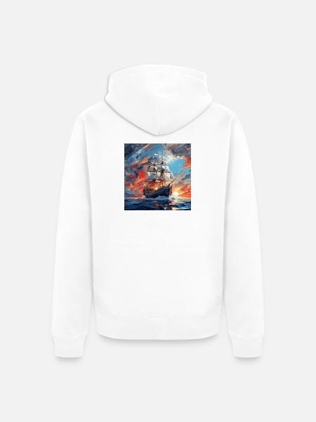 Historic Sailboat at Sunset - Unisex Premium Organic Zip Hoodie - white