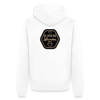 KLASSENLEHRERIN - LEHRERIN MIT HERZ - Unisex Premium Bio Zip Hoodie - Weiß - Hinten - Thijin (182cm)
