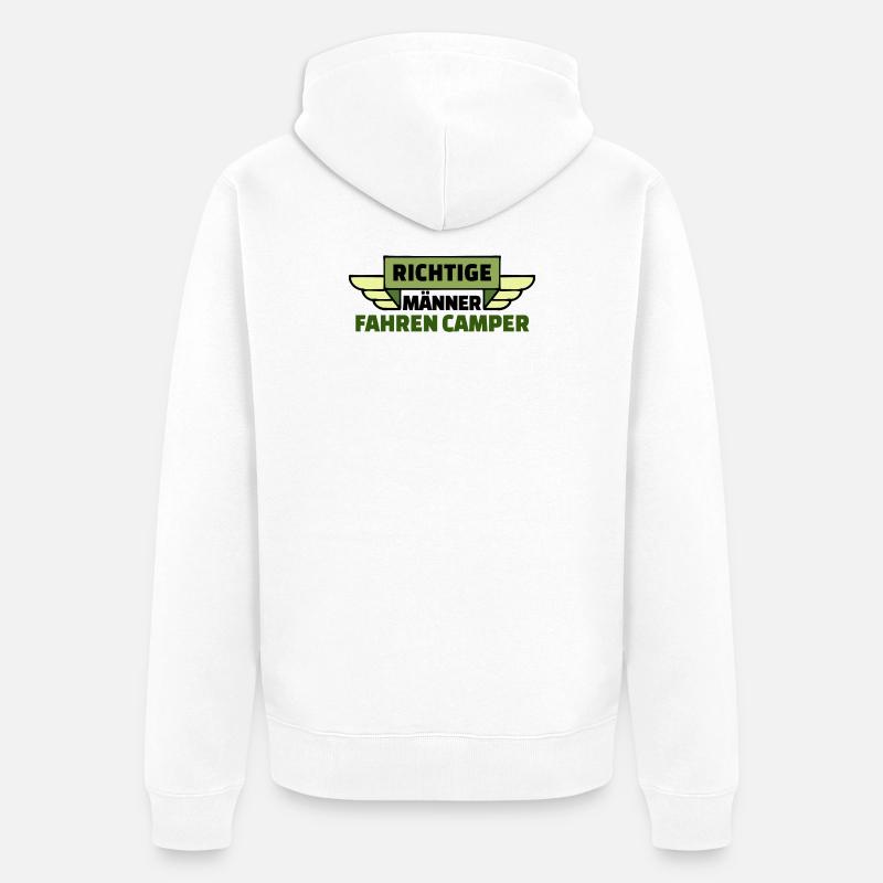 Wanderer Camping Camper Wohnwagen Statement - Unisex Premium Bio Zip Hoodie - Weiß