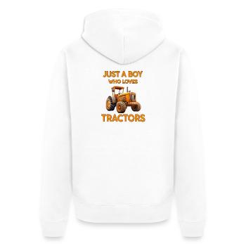 Just a Boy Who Loves Tractors - Unisex Premium Organic Zip Hoodie - white - Back - Thijin (182cm)