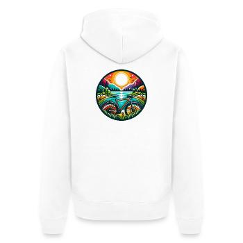 Colorful Gravel Quest - Radabenteuer - Unisex Premium Bio Zip Hoodie - Weiß - Hinten - Thijin (182cm)