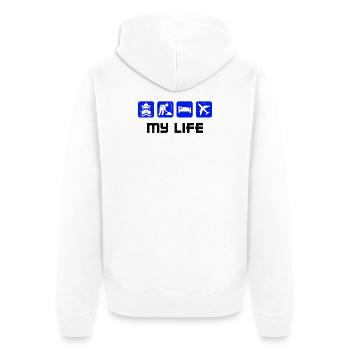 Job Statement Make Money Work Worker - Unisex Premium Organic Zip Hoodie - white - Back - Thijin (182cm)