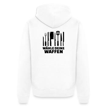 Chefkoch Job Geld Verdienen Karriere Statement - Unisex Premium Bio Zip Hoodie - Weiß - Hinten - Thijin (182cm)