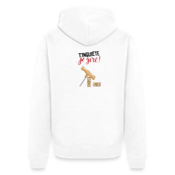 T'inquiète je gère - Veste à capuche bio Premium Unisexe - blanc - Dos - Thijin (182cm)