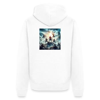 Samurai 1 - Unisex Premium Bio Zip Hoodie - Weiß - Hinten - Thijin (182cm)