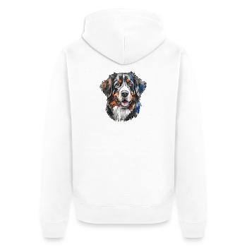 Berner Sennenhund Portrait - Unisex Premium Bio Zip Hoodie - Weiß - Hinten - Thijin (182cm)