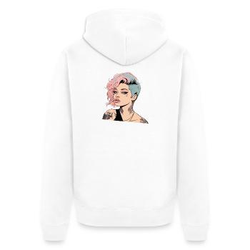 Portrait of a Young Woman in Punk Style - Unisex Premium Organic Zip Hoodie - white - Back - Thijin (182cm)