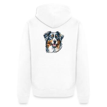 Australian Shepherd Portrait - Unisex Premium Bio Zip Hoodie - Weiß - Hinten - Thijin (182cm)