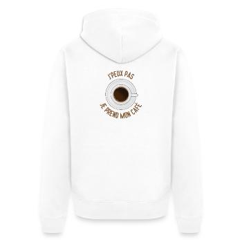 Je peux pas je prend mon café - Veste à capuche bio Premium Unisexe - blanc - Dos - Thijin (182cm)